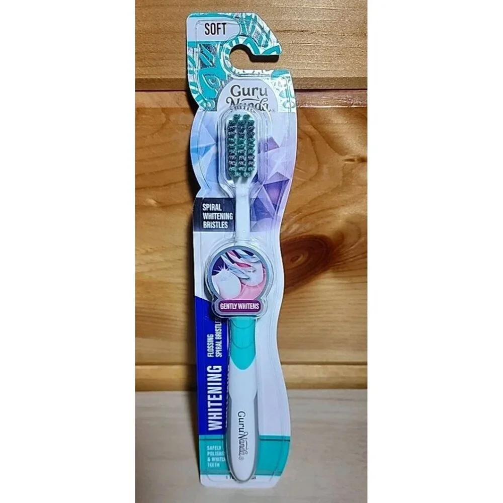 GuruNanda Gentle Giant Whitening Toothbrush – Soft Flossing Spiral Bristles – 1